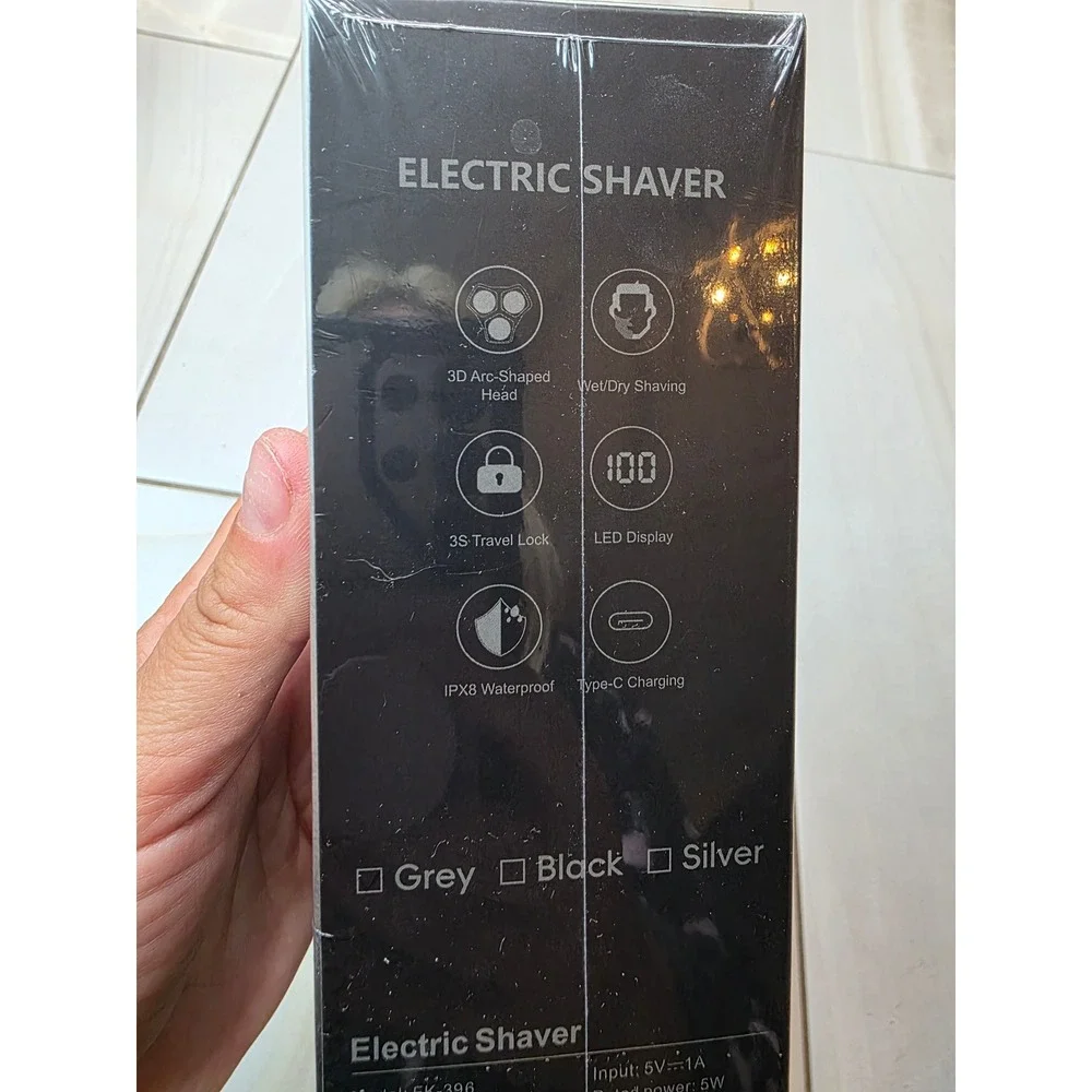 Electric Shaver FK-396 Wet‎ Dry Waterproof 3D Rotary Razor LED Display Black A6